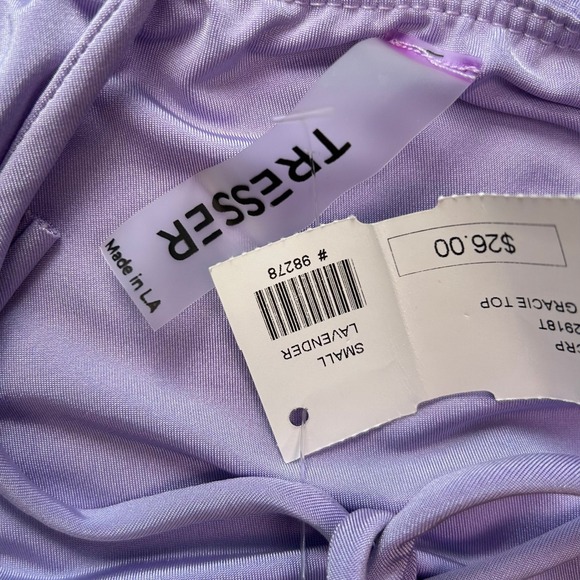 NWT Tresser Lavender Halter Tie Back Crop Top Small Sleeveless Wrap Y2K - Picture 3 of 4